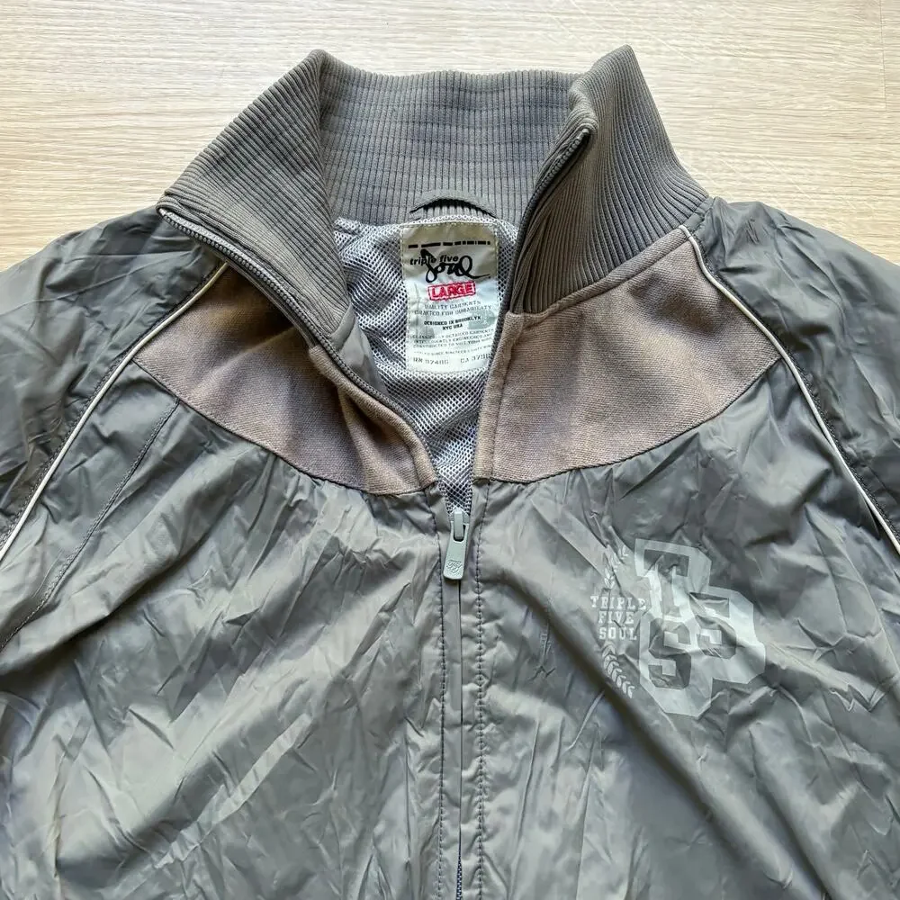 Vintage Triple 5 Soul Large Gray Full Zip Nylon Track Jacket Hip Hop Y2K - READ - Picture 2 of 7